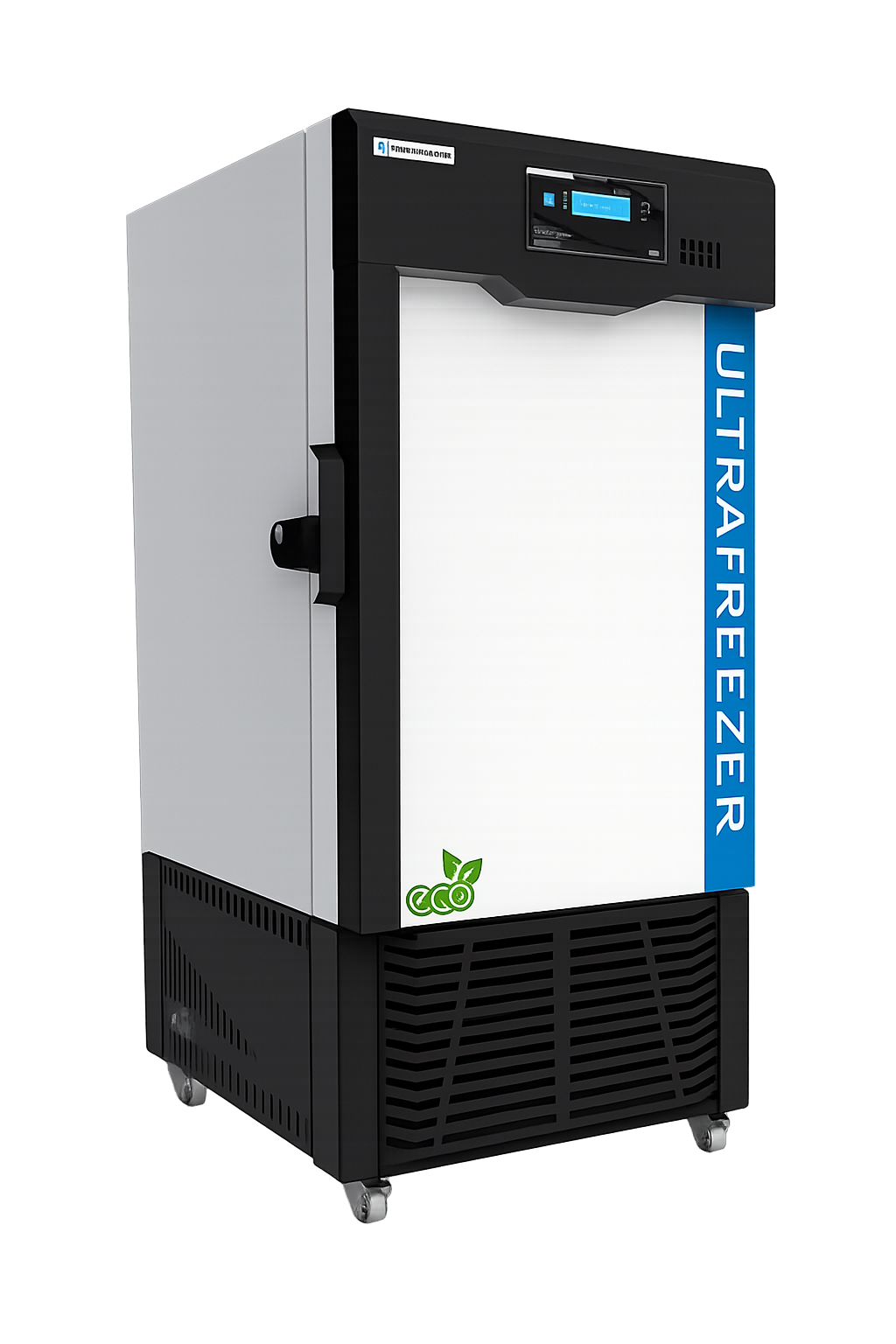 Ultrafreezer Thermotemp em destaque com detalhe azul e selo ECO